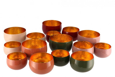 Waxinelichthouder - Egg set van drie peach royal - JungleHome