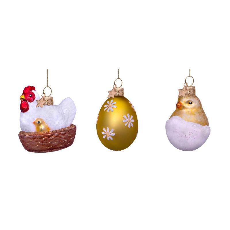 Paasornament Vondels- set van 3 Chicken Egg Chick - JungleHome