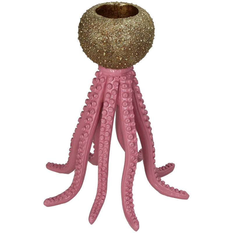 Kandelaar Octopus - Roze en goudkleurig