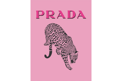 Foto in eikenhoutenlijst Prada - Luipaard pink