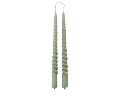 Swirl kaarsen set van 2 - Dusty Green - JungleHome